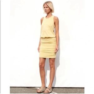 NWT SUNDRY YELLOW RUCHED TANK DRESS Sz M